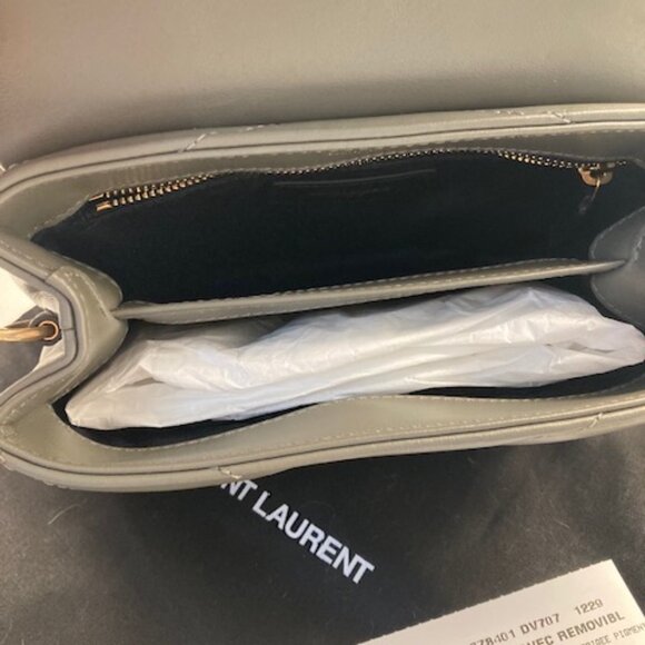 YSL Lou Lou Toy Flap Bag Matelasse calfskin, Color:1229 Grey Khaki  Brand New - Picture 10 of 10
